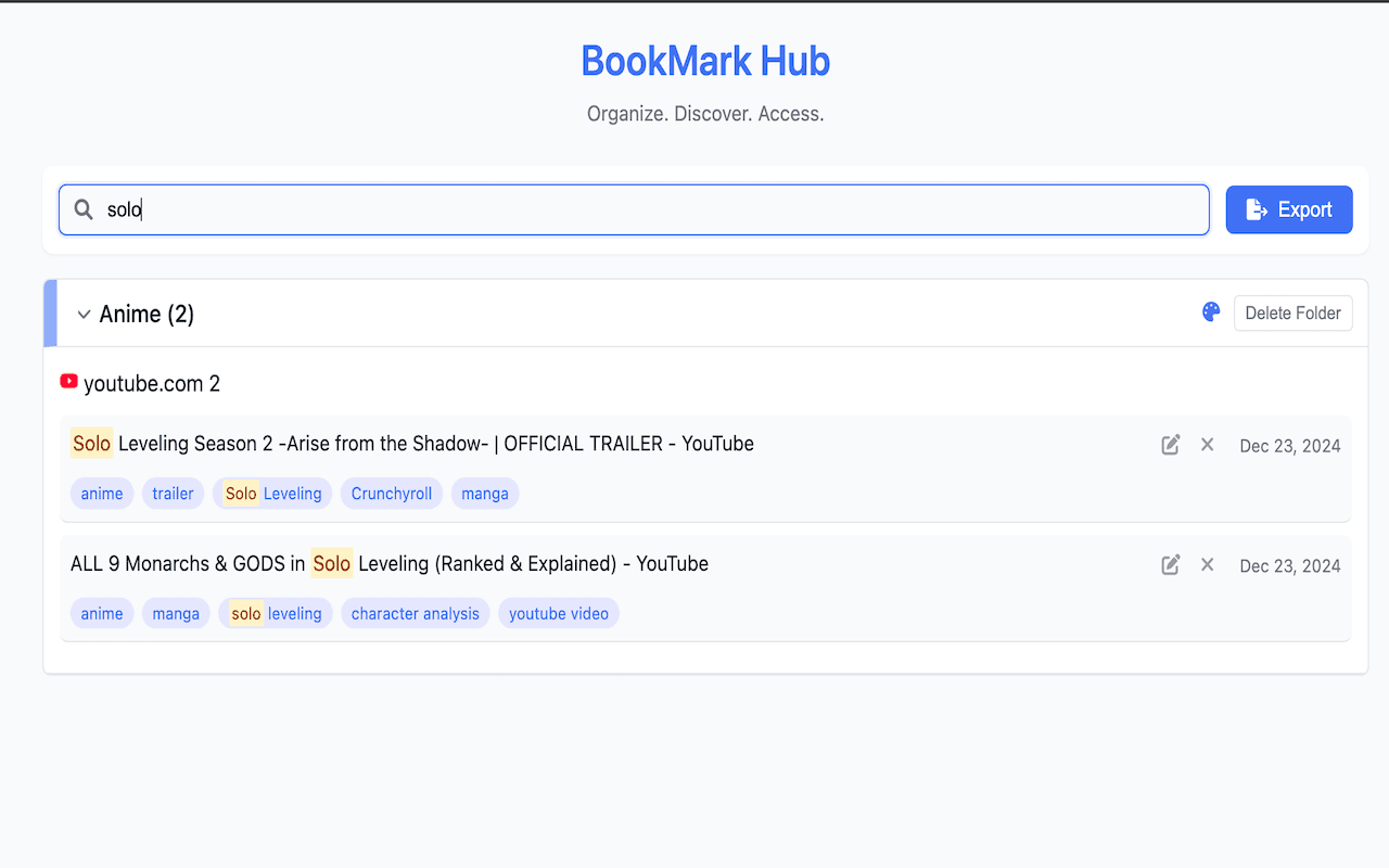 AI Bookmark Manager Pro screenshot