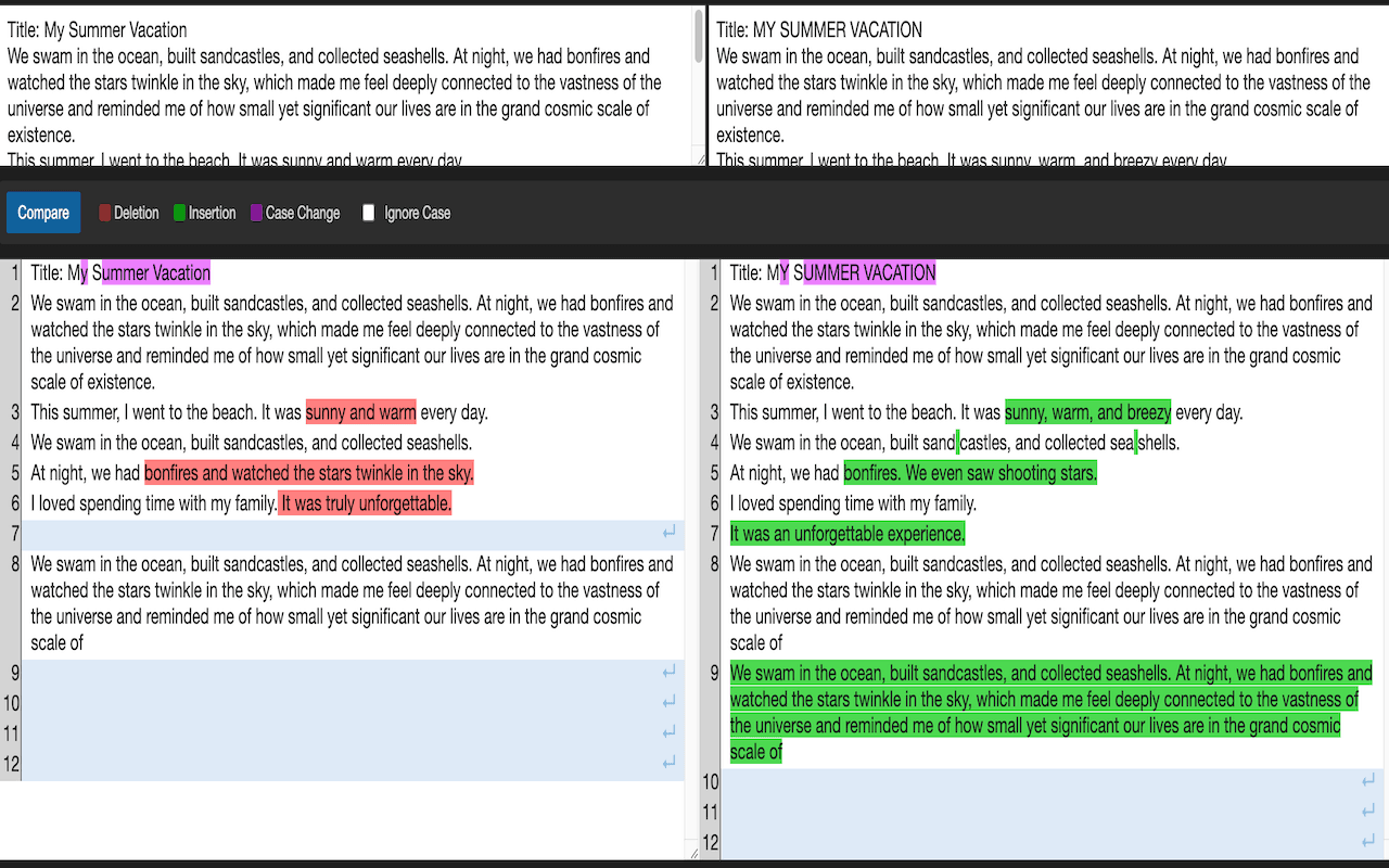 Text Comparison Tool screenshot